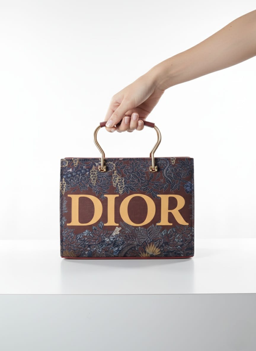 Luxury Dior Emblem Top-Handle Bag - with Intricate Design