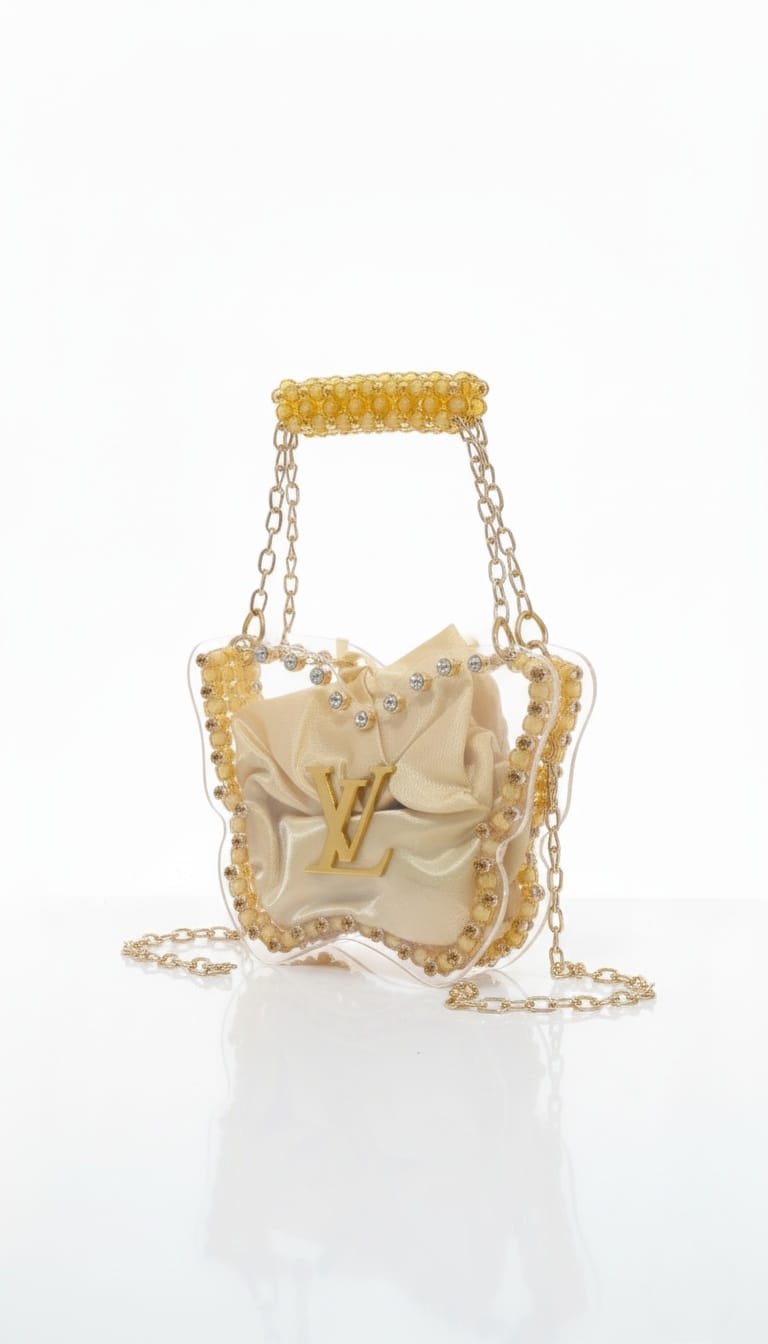 Glamorous Gold Clear Statement Bag (LV Style)