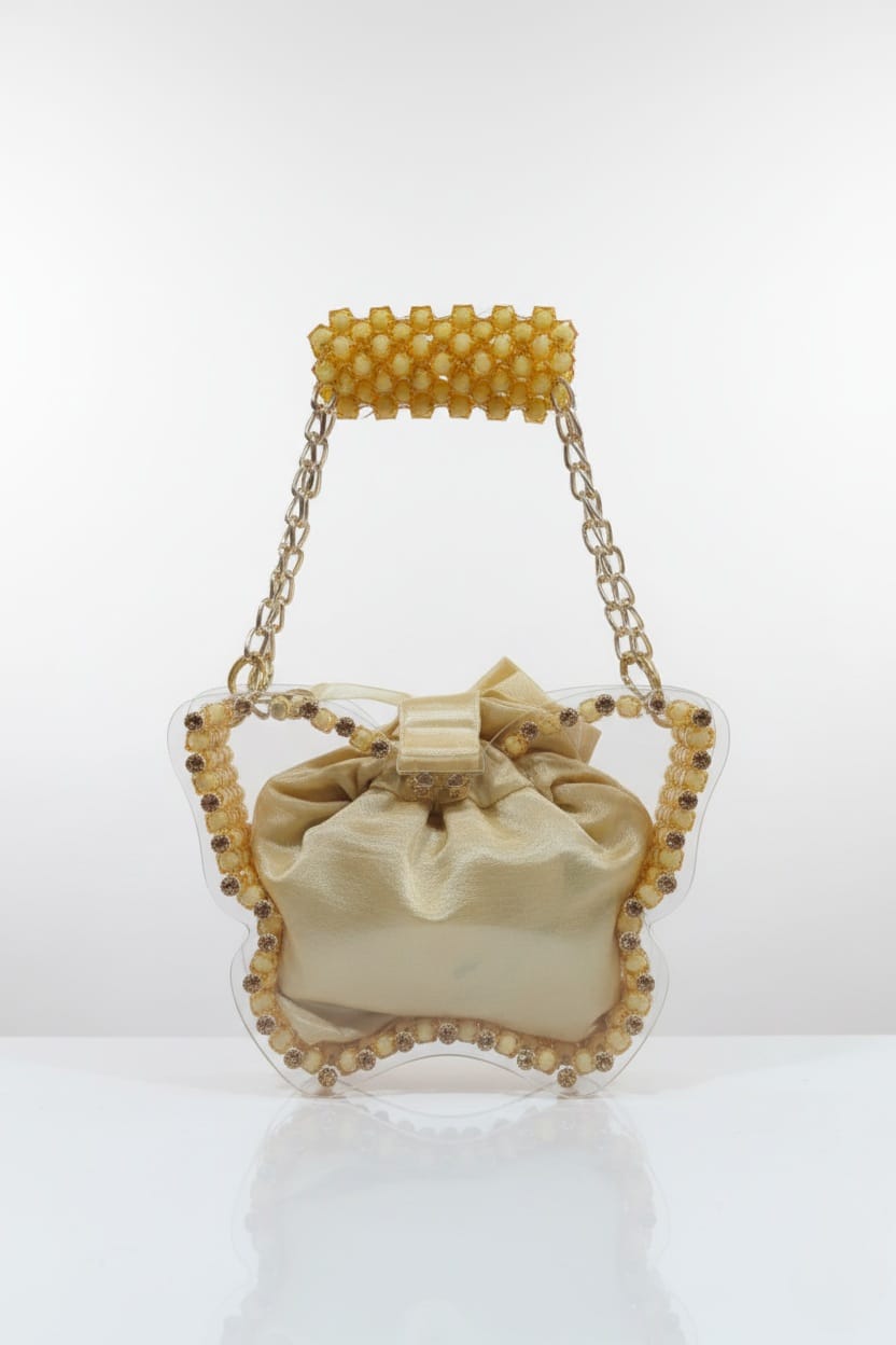 Glamorous Gold Clear Statement Bag (LV Style)