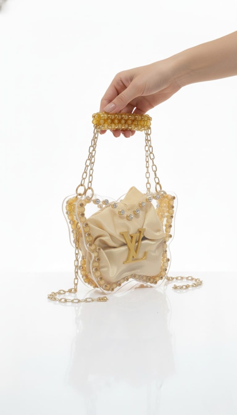 Glamorous Gold Clear Statement Bag (LV Style)