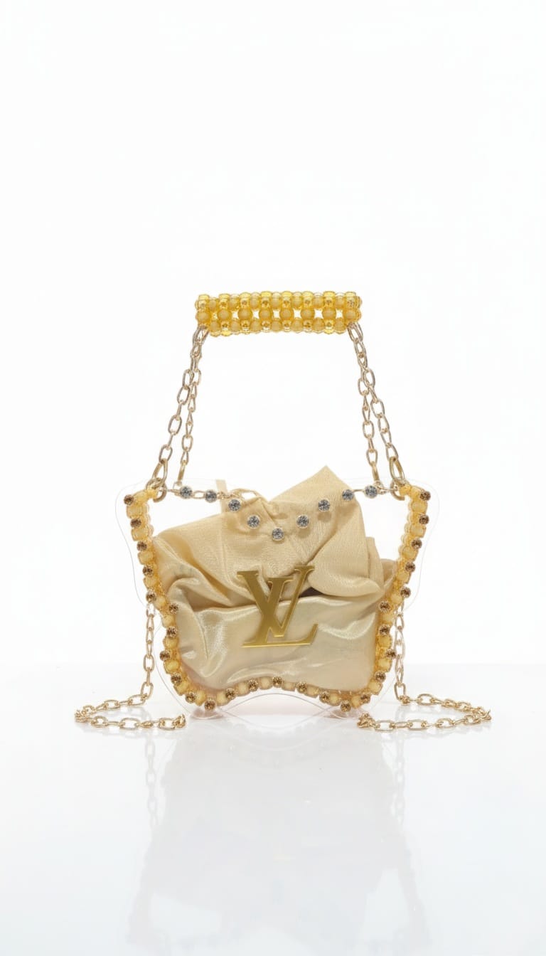 Glamorous Gold Clear Statement Bag (LV Style)